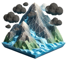 low poly 3D illustration of polluted mountain png