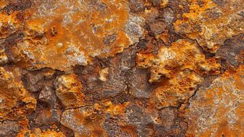 A close up view of a rusty rock showing extensive rust on its surface photo