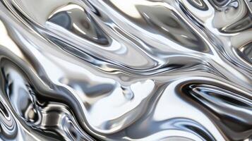 Smooth Reflective Chrome Surface with Fluid Metallic Texture for Modern Design and Artistic Backgrounds photo