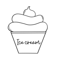 Outline of Ice Cream in a Cup, Isolated on a Transparent Background png