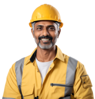 Happy indian engineer worker isolated on transparent background png
