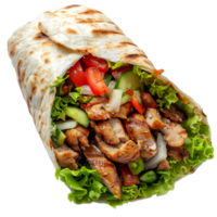 A Shawarma pita roll with chicken isolated on a transparent background png