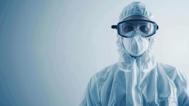 Man Wearing Protective Suit and Goggles. AI-generated photo