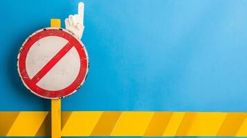No Right Turn Sign on Yellow and Blue Background. AI-generated photo
