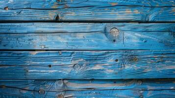cerca arriba de un azul de madera pared. generado por ai foto