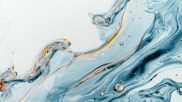 Close Up of Blue and Yellow Liquid. AI-generated photo