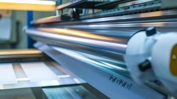 Precision Machine Cutting a Sheet of Paper. AI-generated photo