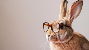 Close Up of a Rabbit Wearing Glasses. AI-generated photo