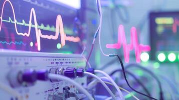 Close Up of Electronic Equipment With Monitor in Background. AI-generated photo