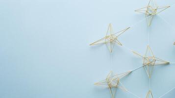 Group of Origami Stars Hanging on Wall. AI-generated photo