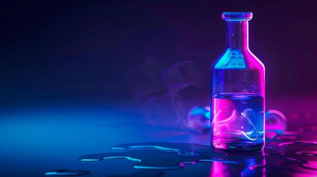 Bottle of Liquid on Table. AI-generated photo