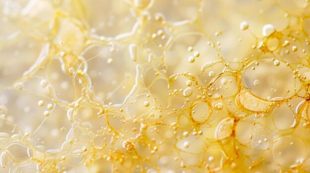 Water Bubbles on Yellow Surface. AI-generated photo