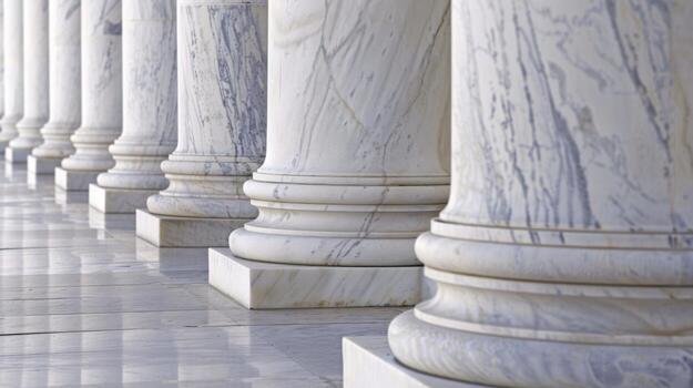 Row of White Marble Pillars in a Building. AI-generated photo