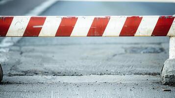 Red and White Barricade on the Side of a Road. AI-generated photo