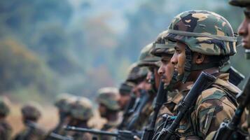 Soldiers Lined Up in Formation. AI-generated photo