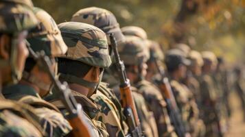 Soldiers Standing in Line. AI-generated photo