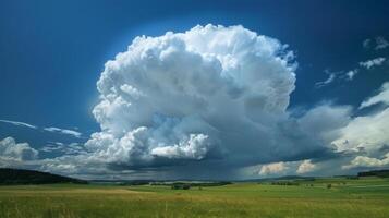 Large Cloud Over Field. AI-generated photo