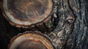 Close Up of Tree Trunk With Abundant Wood. AI-generated photo