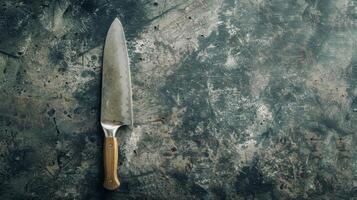 Knife Lying on Dirty Surface. AI-generated photo