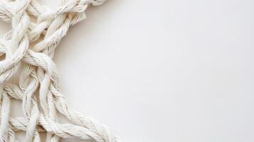 Close Up of White Rope on White Background. AI-generated photo