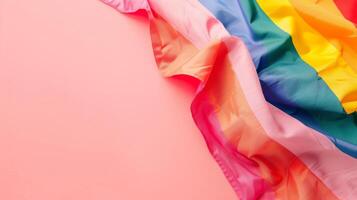 Rainbow Flag on Pink Surface. AI-generated photo