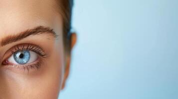 Close Up of a Womans Blue Eyes. AI-generated photo