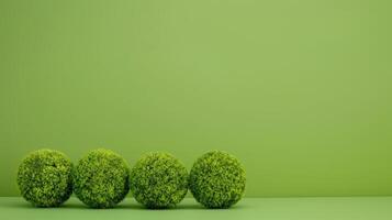 Three Green Balls on Table. AI-generated photo
