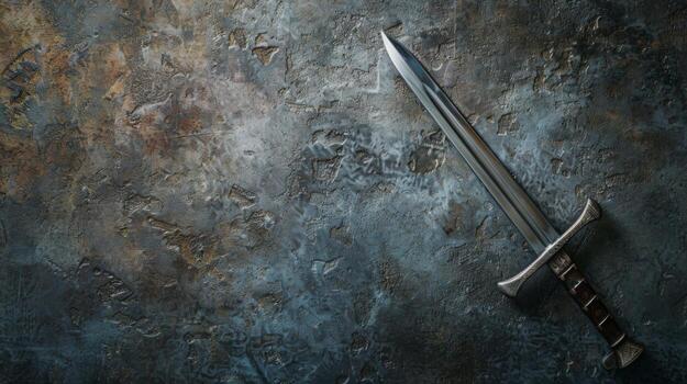 Sword and Knife on Table. AI-generated photo