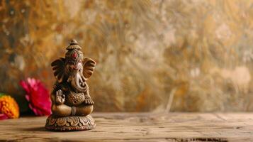 Small Elephant Statue on Table. AI-generated photo