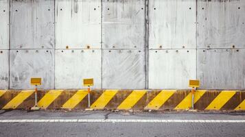 Yellow and Black Barricade Along Roadside. AI-generated photo