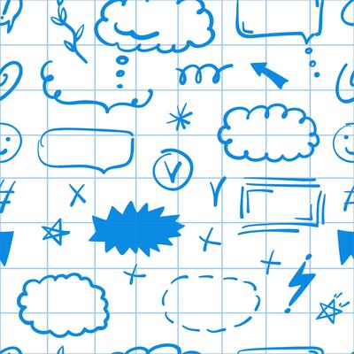 Simple sketch line style seamless pattern. Doodle cute ink pen line elements. Doodle arrow, heart, star, decoration symbol, icon.