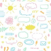 Simple sketch line style seamless pattern. Doodle cute ink pen line elements. Doodle arrow, heart, star, decoration symbol, icon. vector