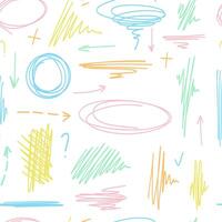 Hand-drawn seamless pattern, scribble doodle underline emphasis line shape vector