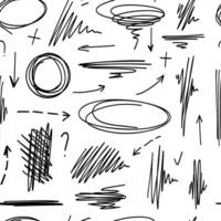 Hand-drawn seamless pattern, scribble doodle underline emphasis line shape vector