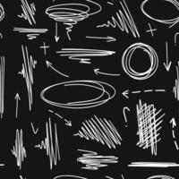 Hand-drawn seamless pattern on chalkboard background, scribble doodle underline emphasis line shape. vector