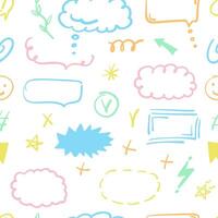 Simple sketch line style seamless pattern. Doodle cute ink pen line elements. Doodle arrow, heart, star, decoration symbol, icon. vector