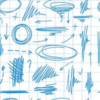 Hand-drawn seamless pattern for accent, scribble doodle underline emphasis line shape vector