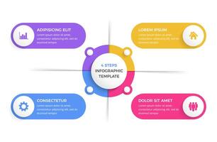 Circle Infographic Template with Four Elements vector