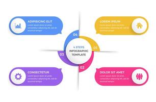 Circle Infographic Template with Four Elements vector