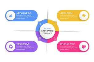 Circle Infographic Template with Four Elements vector