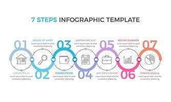 Infographic template with 7 steps vector