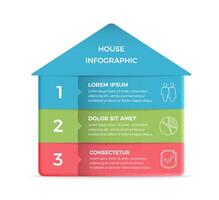 Infographic template with house divided on three elements vector
