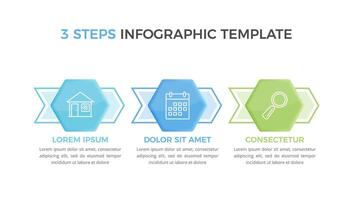 Infographic template with 3 steps with hexagons vector