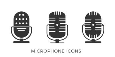 Three microphone icons on white background vector