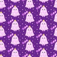 Seamless pattern with cute ghost princess. Halloween. Pattern for textile, wrapping paper, background. vector