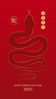 Happy Chinese New Year 2025. Snake zodiac on red background for card design. China lunar calendar animal. Translation happy new year 2025, year of the snake. . vector