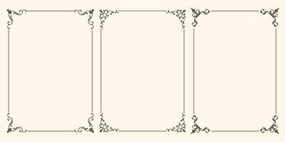 Collection of luxury frames, borders and corners with ornate swirls. vector