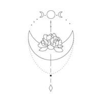 Logo in boho style. Mystical illustrations. Celestial elements for design. Line style logos vector