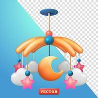 Baby mobile hanger toy, 3d. Suitable for design elements vector