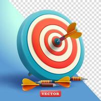 Arrow hits dart target, 3d. Suitable for business and element design vector
